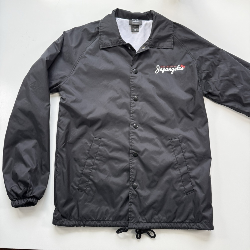 JAPANGELES‎ x Hello Kitty  Windbreaker Coach Jacket Snap Button Black XS Limited